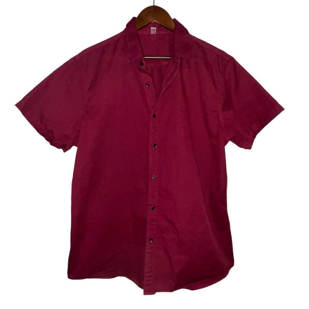 Manwan Walk Burgundy Short Sleeve Button Down Shirt